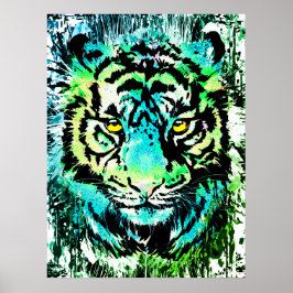 Póster Poster de tigres - Ojos de tigres coloridos