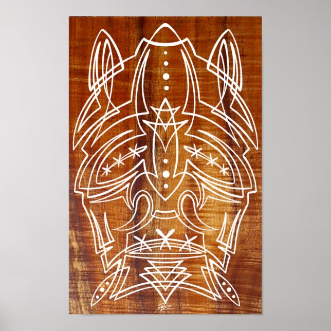 Póster Poster de Tiki, cabeza reducida de un instripe (Frente)