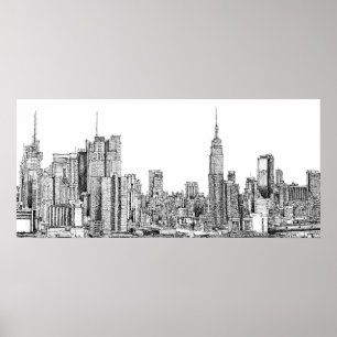 Póster Poster de tinta de perfil de Nueva York