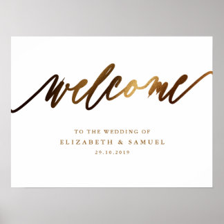 Póster Poster de tipografía con guión elegante de oro