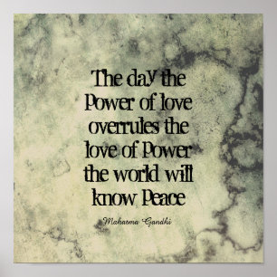 Póster poster de tipografía de cita de paz de Gandhi insp