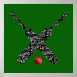 Póster poster de tipografía de cricket