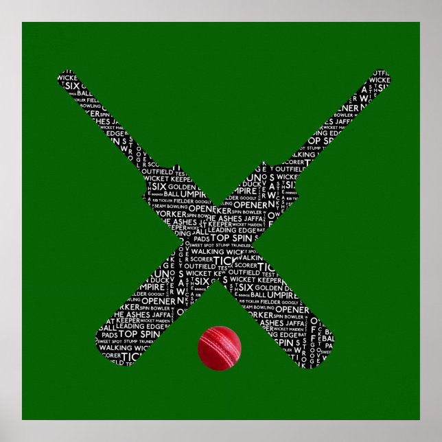 Póster poster de tipografía de cricket (Frente)
