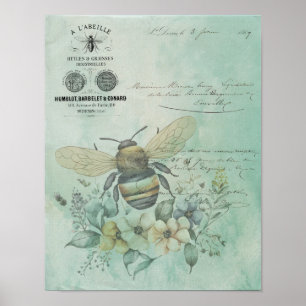 Póster Poster de tipografía de flores de abeja de recibos