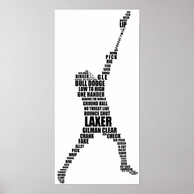 Póster Poster de tipografía de Lacrosse Player (Frente)