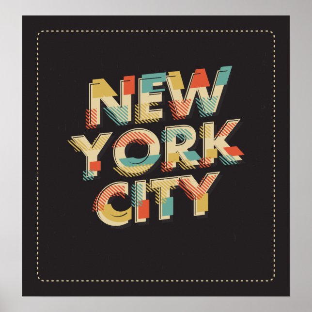 Póster Poster de tipografía de Nueva York (Frente)