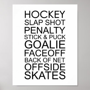 Póster Poster de tipografía de palabras de hockey