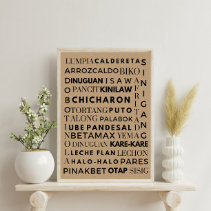 Póster Poster de Tipografía Negra y Marrón de Comida Fili