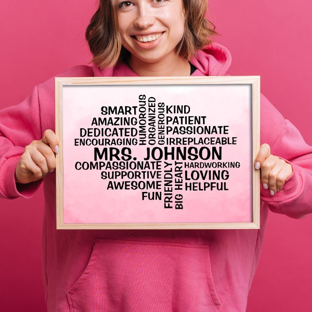 Póster Poster de tonos rosados de nombre de nube de palab (Subido por el creador)