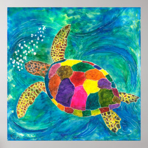 Póster Poster de tortuga marina de 24" x 24" (su Personal