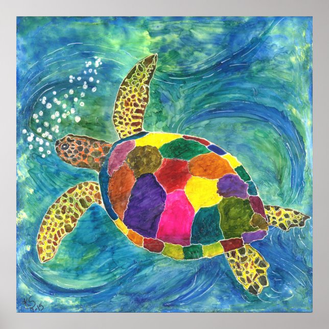 Póster Poster de tortuga marina de 24" x 24" (su Personal (Frente)