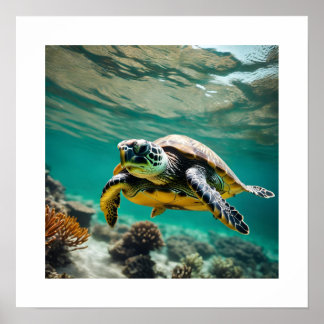 Póster Poster de tortuga submarina