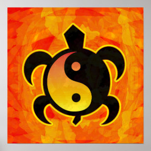 Póster Poster de tortuga Yin Yang Gold