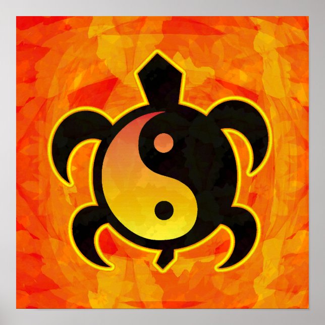 Póster Poster de tortuga Yin Yang Gold (Frente)