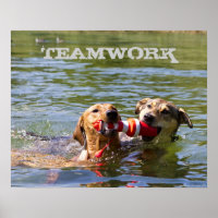 Poster de trabajo en equipo de perro personalizabl