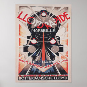 Póster Poster de Tren, Art Decó Vintage