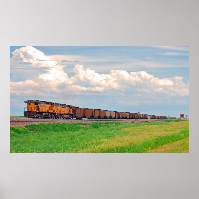 Póster poster de tren con muchos coches (Frente)