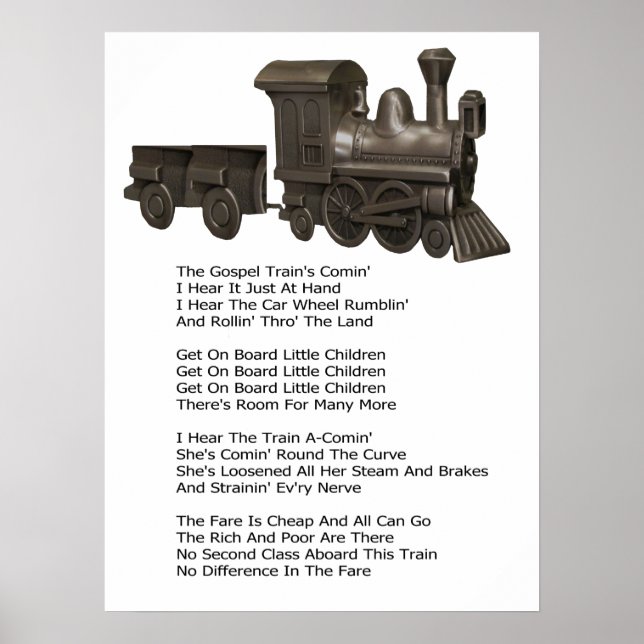 PÓSTER POSTER DE TREN DE GOSPEL CON LETRAS DE CANCIÓN (Frente)