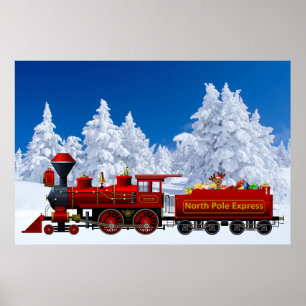 Póster poster de tren de navidades expresos del polo nort