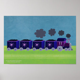 Póster Poster de tren Indigo y Purple Choo Choo