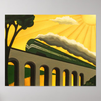 Póster Poster de tren inspirado en Art Deco Stylish Vinta