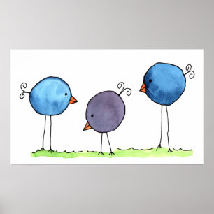 Póster Poster de tres extravagantes aves acuáticas