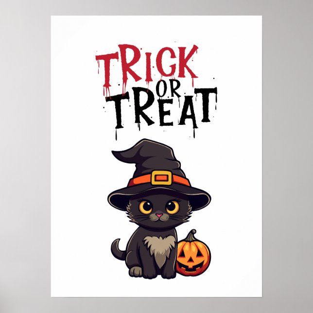 Póster Poster de Trick o Trick Lantern Jack O'Black Cat (Frente)