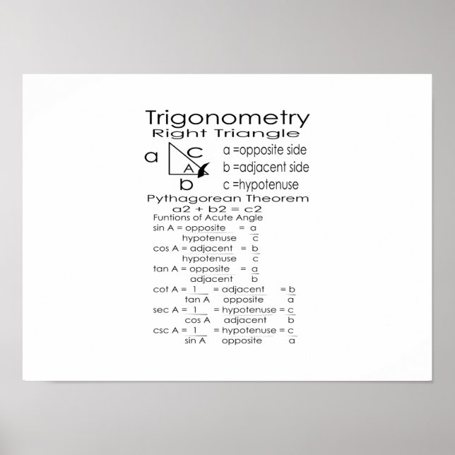 Póster Poster de trigonometría (Frente)