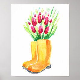 Póster Poster de tulipanes de primavera