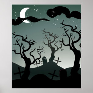 Póster Poster de tumbas de cementerio gótico