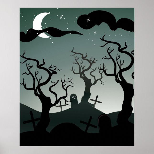 Póster Poster de tumbas de cementerio gótico (Frente)