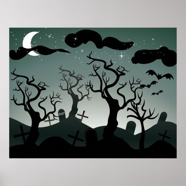 Póster Poster de tumbas de cementerio gótico (Frente)