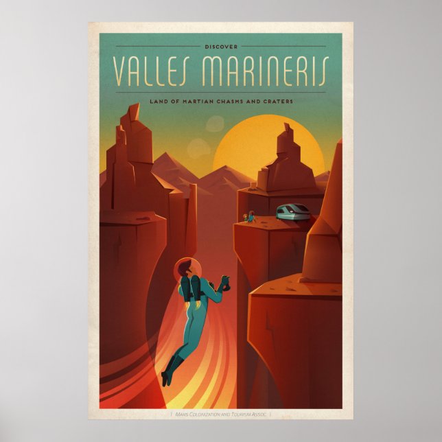 Póster Poster de Turismo SpaceX Mars Valles Marineris (Frente)