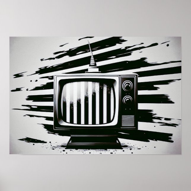 Póster poster de TV en blanco y negro (Frente)