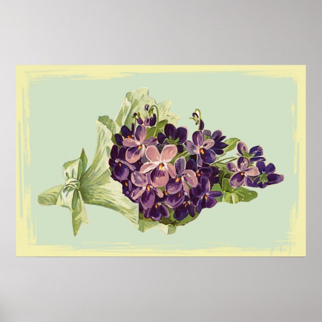 Póster Poster de un grupo de flores moradas (Frente)
