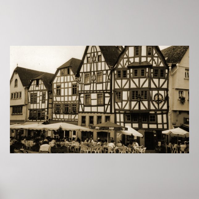 Póster Poster de un pueblo de Alemania en Sepia (Frente)