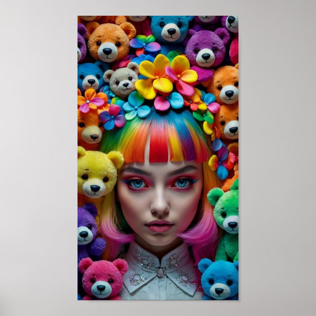 Póster Poster de una mujer animadora arcoiris (Frente)