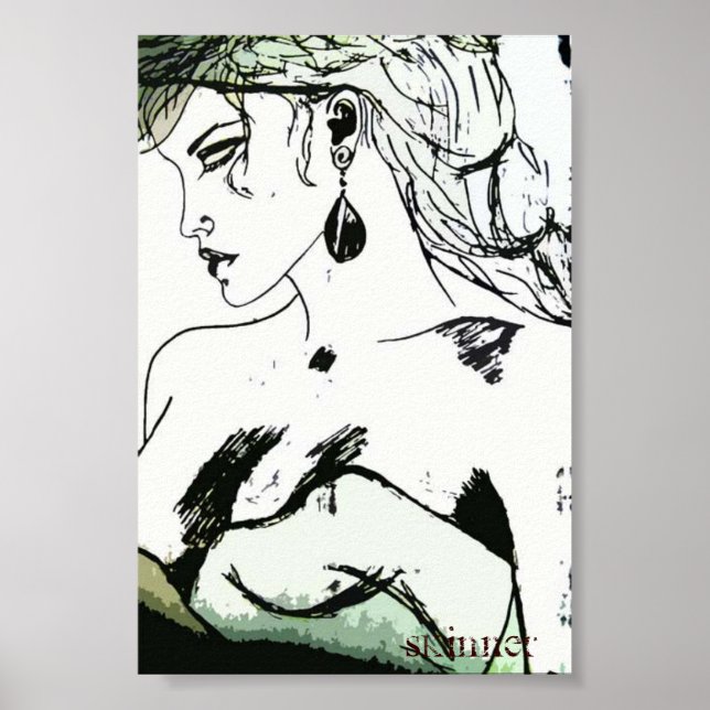 Póster Poster de una mujer, perfil lateral (Frente)