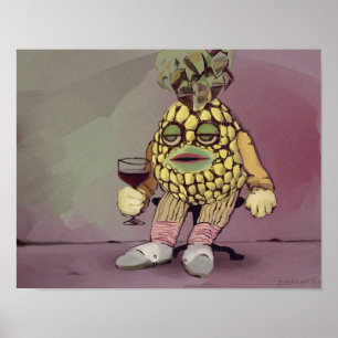 Póster poster de una piña rota