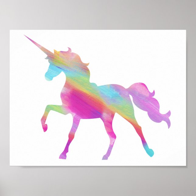 Póster Poster de unicornio acuarela - escoja su fondo! (Frente)