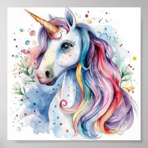 Póster Poster de unicornio colorido