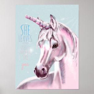 Póster Poster de unicornio con parkle y cita