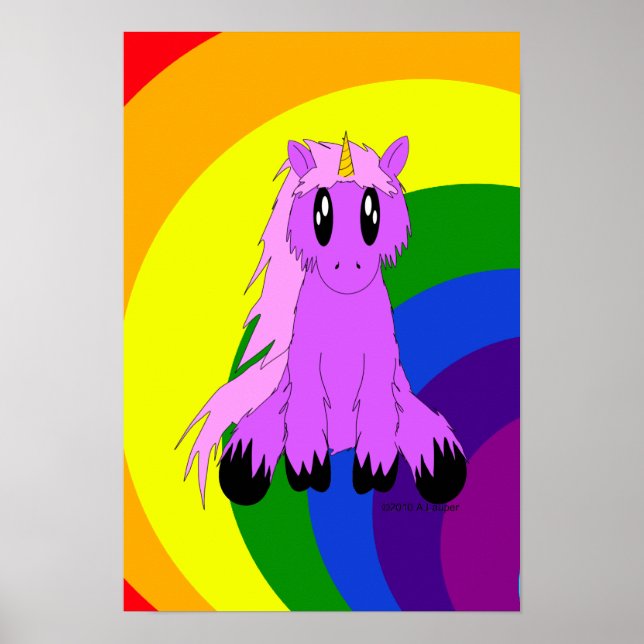 Póster Poster de unicornio de Cute Scruffy (Frente)