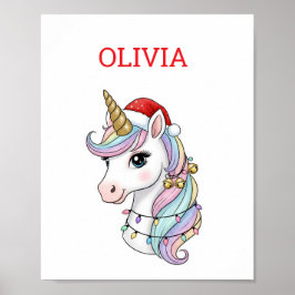 Póster Poster de unicornio de Navidades curos