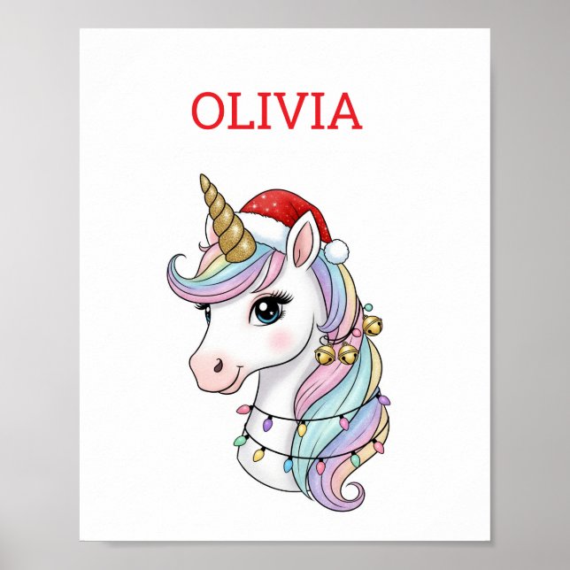 Póster Poster de unicornio de Navidades curos (Frente)