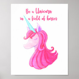 Póster poster de unicornio rosa lindo