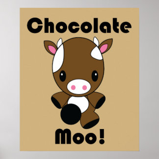 Póster Poster de vaca chocolate moo kawaii