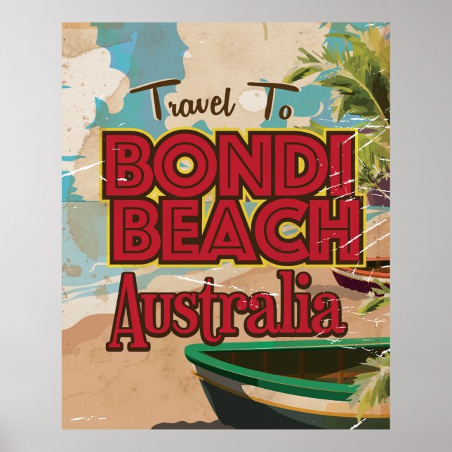 Póster Poster de vacaciones Bondi Beach Australia Vintage (Frente)