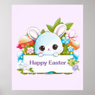 Póster Poster de vacaciones de conejo de Pascua