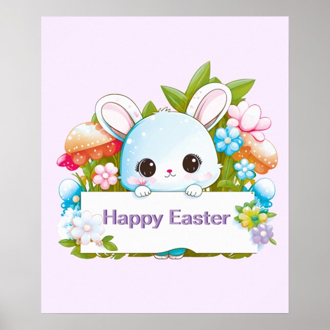 Póster Poster de vacaciones de conejo de Pascua (Frente)